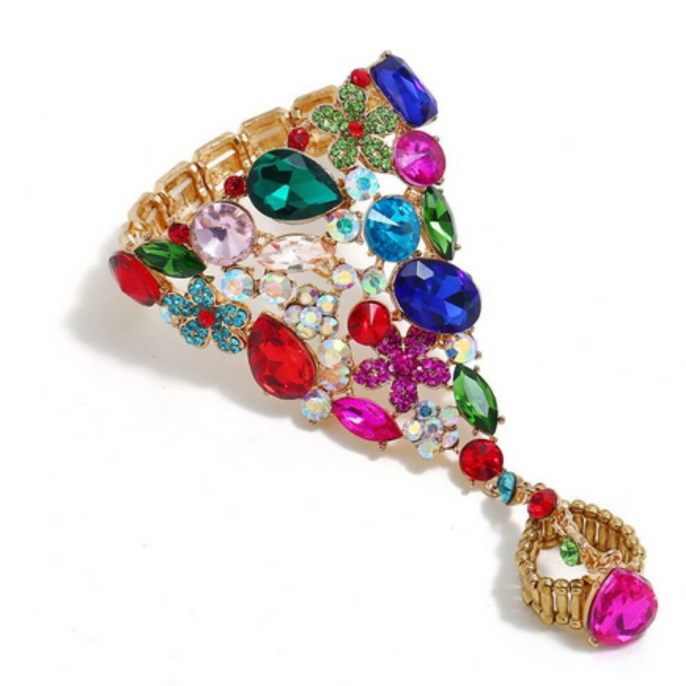 Bracelet ring bright funky 1 piece adjustable ring size colorful fashion ring